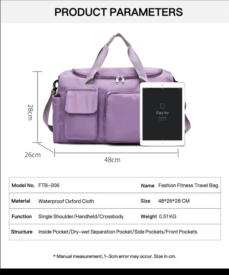 Custom Logo Oxford Gym Duffel Bag with Multi Pockets – Waterproof Fitness & Travel Bag product detail