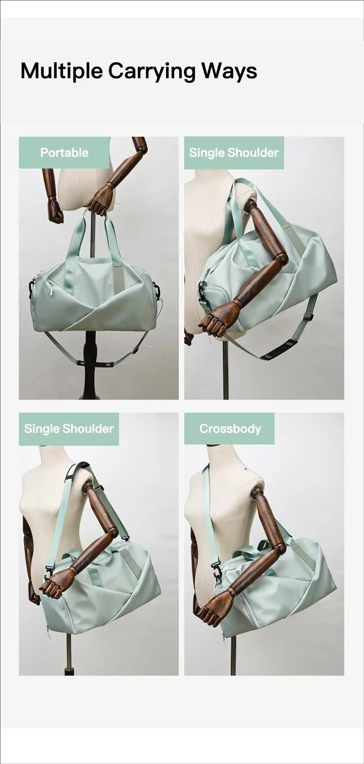 Design Waterproof Leisure Sport Fitness Bag Portable Large Capacity Shoe Compartment Dry Wet Separation Travel Bags detail image