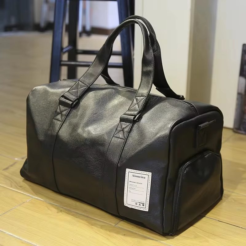 Waterproof Shoe Compartment PU Leather Sports Travel Lightweight Duffel Bag product detail