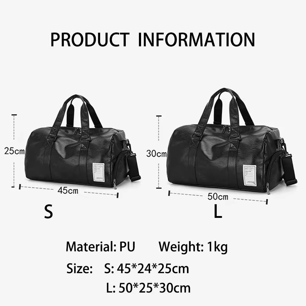 Waterproof Shoe Compartment PU Leather Sports Travel Lightweight Duffel Bag product detail