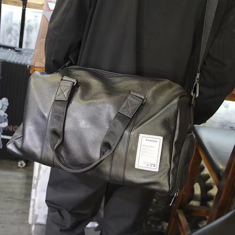 Waterproof Shoe Compartment PU Leather Sports Travel Lightweight Duffel Bag product detail