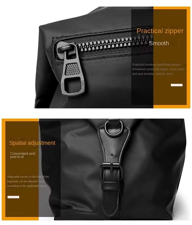 Luxury Black Leather Duffle Bag Oxford Material Weekender Travel Gym Weekend Bags for Youth - product detail
