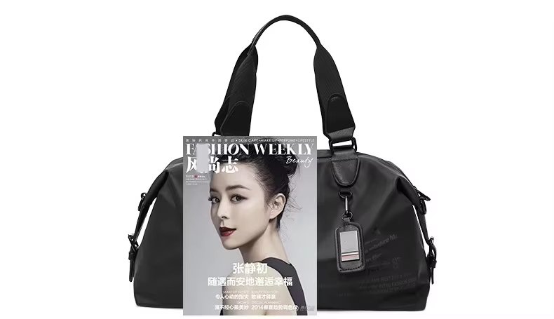 Luxury Black Leather Duffle Bag Oxford Material Weekender Travel Gym Weekend Bags for Youth - product detail