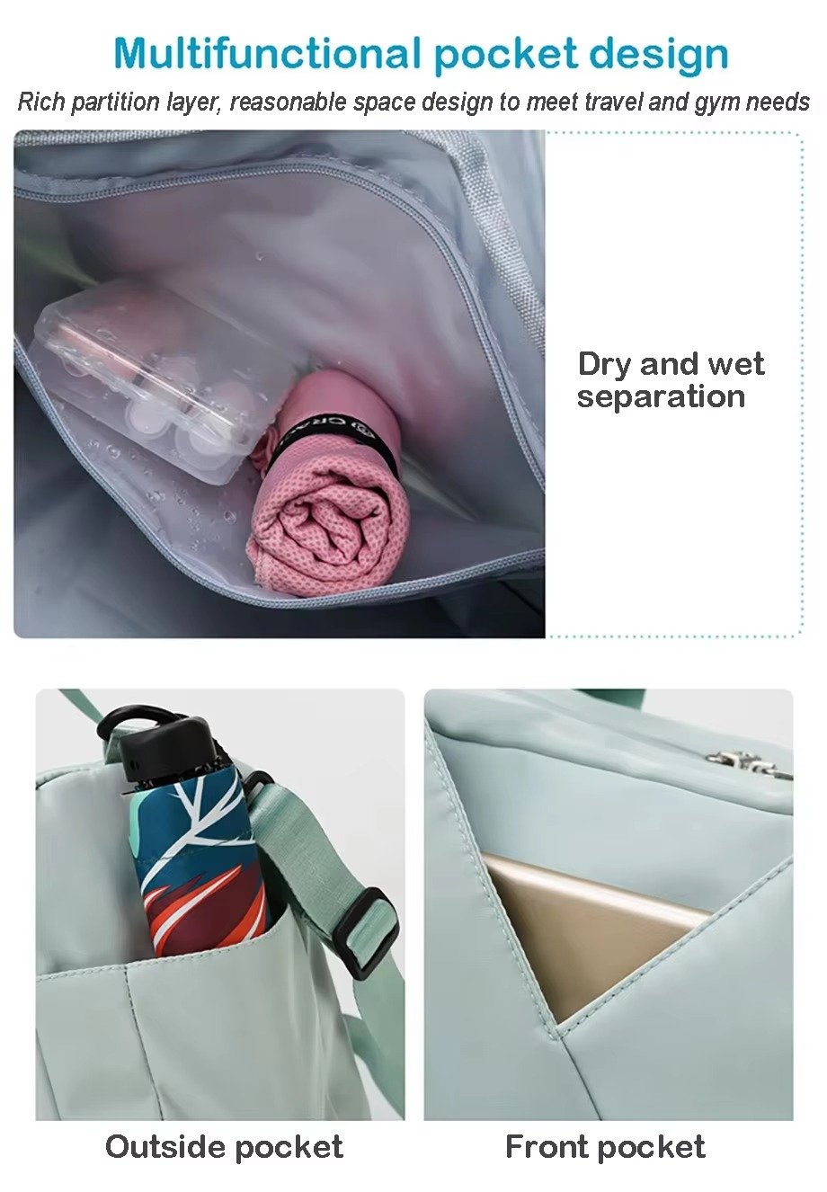 Oxford Travel Tote Bag For Yoga Mat Carryall For Office Pilates Beach and Gym Use For Beach and Travel Duffel Bag detail image