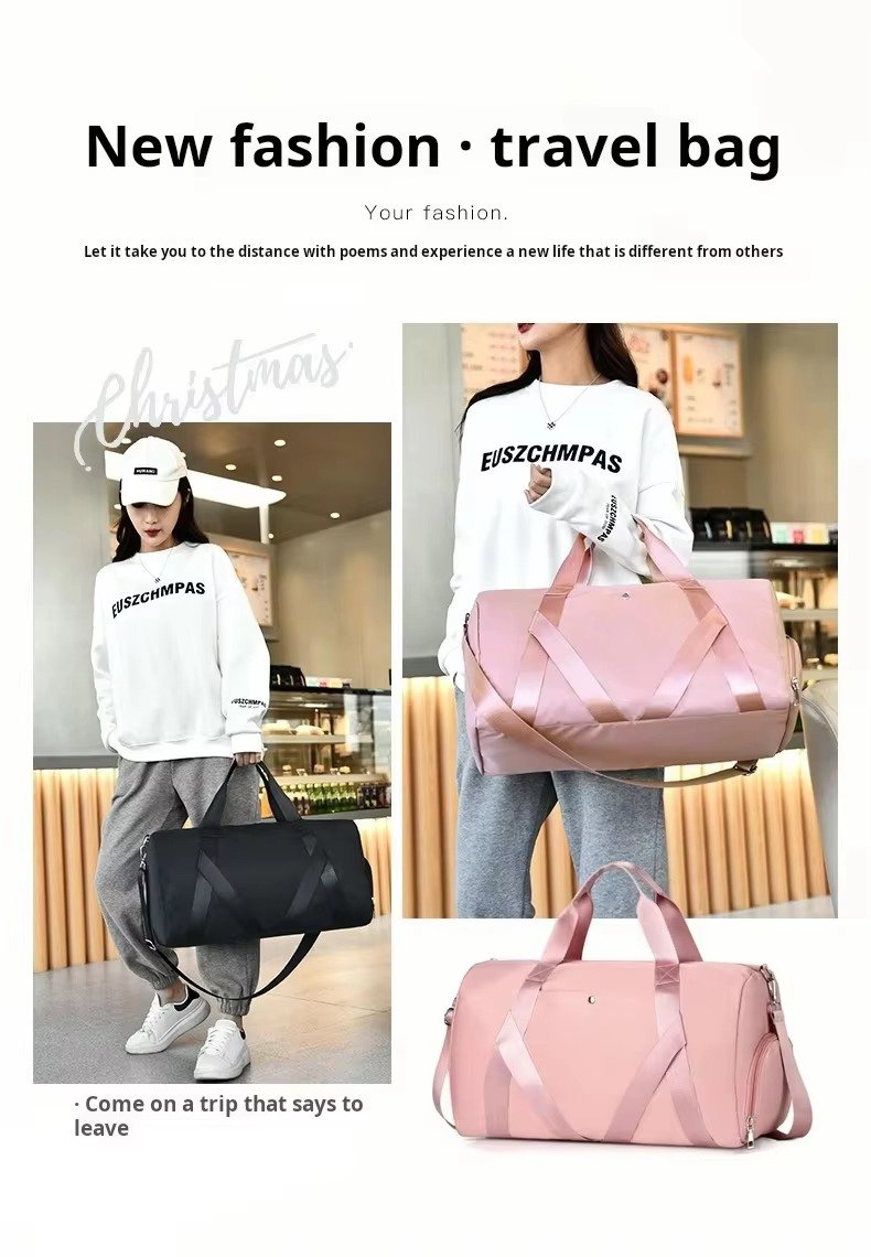 Customized Logo Large Capacity Duffle Bags Waterproof Yoga Gym Crossbody Travel Bag with Dry Wet Separation and Shoe Compartment detail image