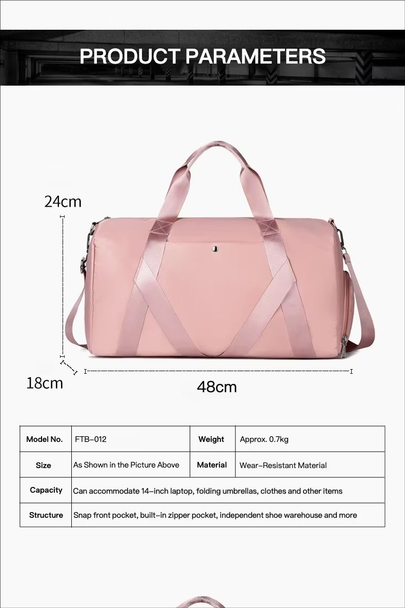 Customized Logo Large Capacity Duffle Bags Waterproof Yoga Gym Crossbody Travel Bag with Dry Wet Separation and Shoe Compartment detail image