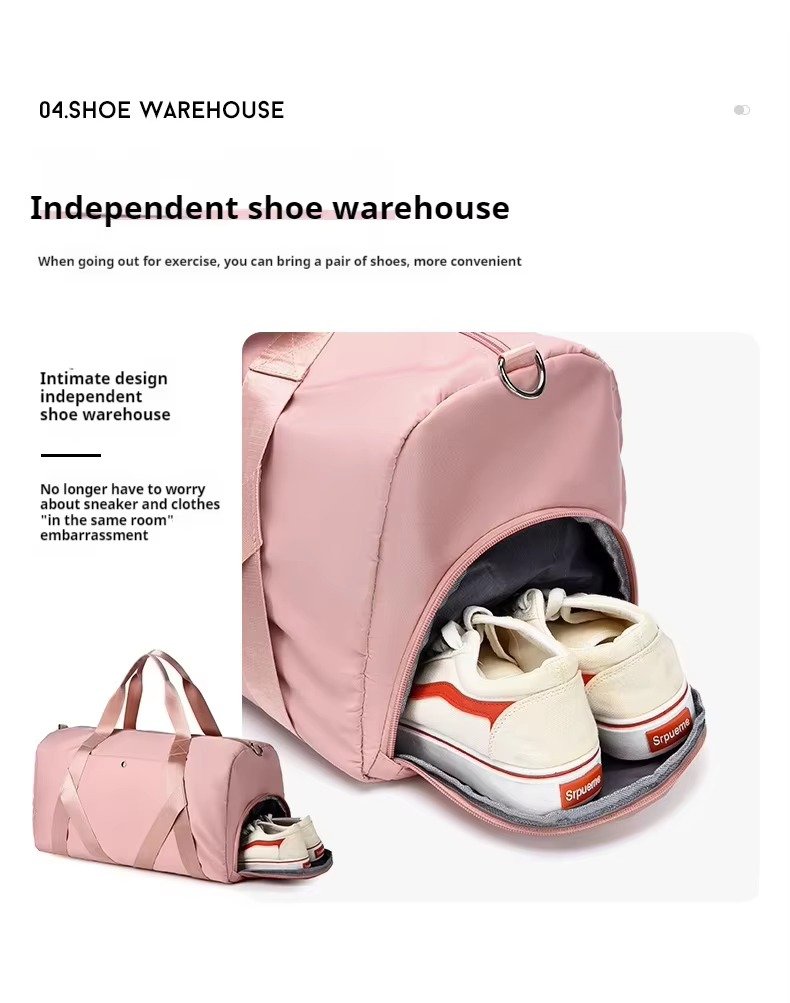 Customized Logo Large Capacity Duffle Bags Waterproof Yoga Gym Crossbody Travel Bag with Dry Wet Separation and Shoe Compartment detail image