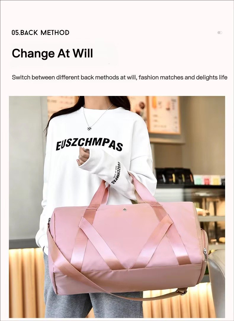 Customized Logo Large Capacity Duffle Bags Waterproof Yoga Gym Crossbody Travel Bag with Dry Wet Separation and Shoe Compartment detail image