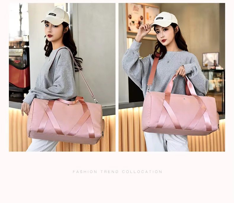 Customized Logo Large Capacity Duffle Bags Waterproof Yoga Gym Crossbody Travel Bag with Dry Wet Separation and Shoe Compartment detail image