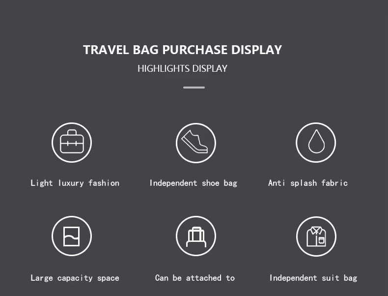 Factory Wholesale Custom High Quality Foldable Black Suit Garment Bag Large Capacity Waterproof Travel Bag with Shoe Compartment product detail