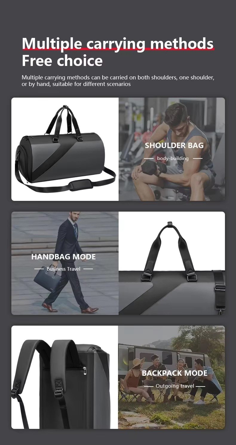 Factory Wholesale Custom High Quality Foldable Black Suit Garment Bag Large Capacity Waterproof Travel Bag with Shoe Compartment product detail