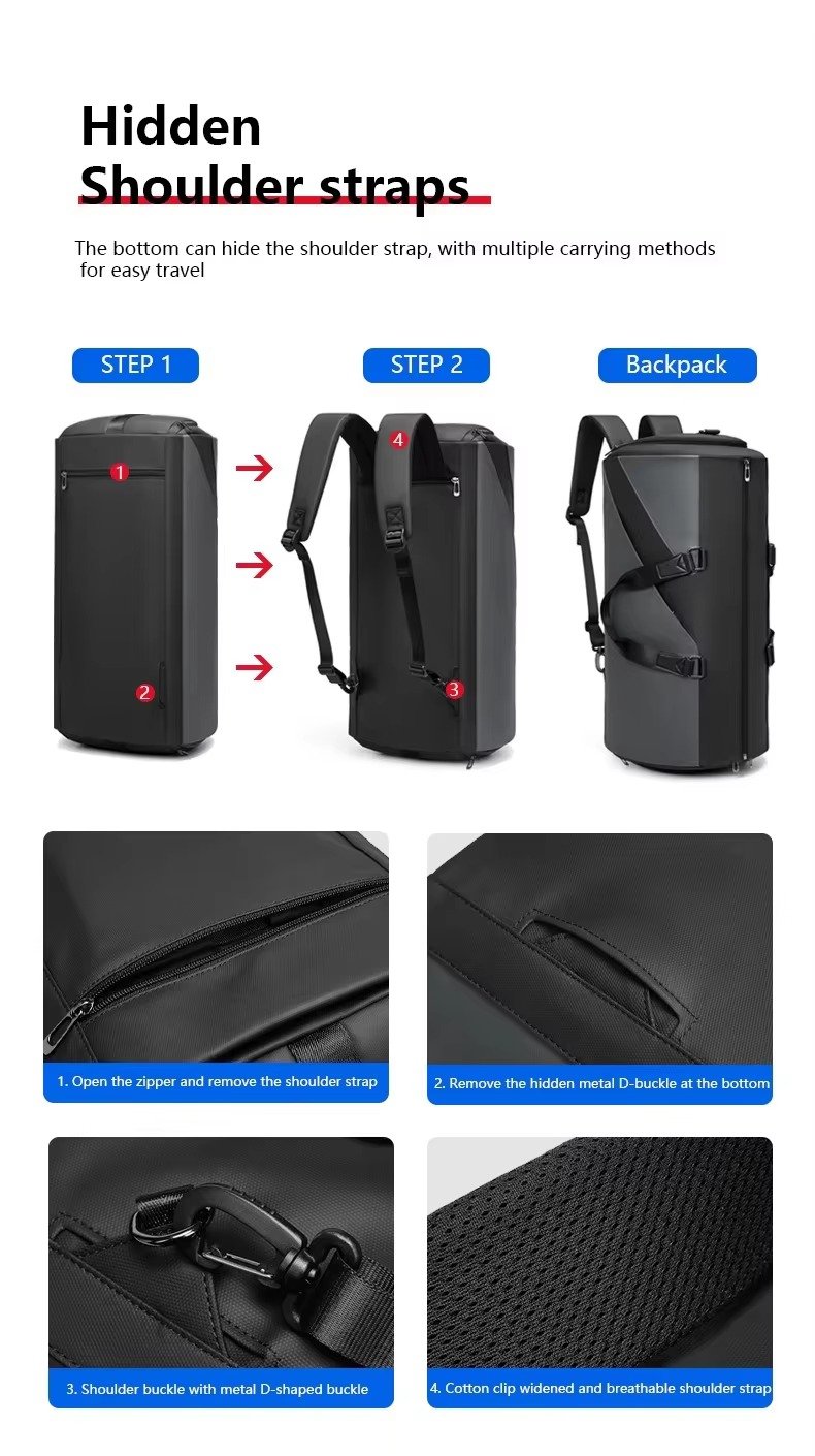 Factory Wholesale Custom High Quality Foldable Black Suit Garment Bag Large Capacity Waterproof Travel Bag with Shoe Compartment product detail