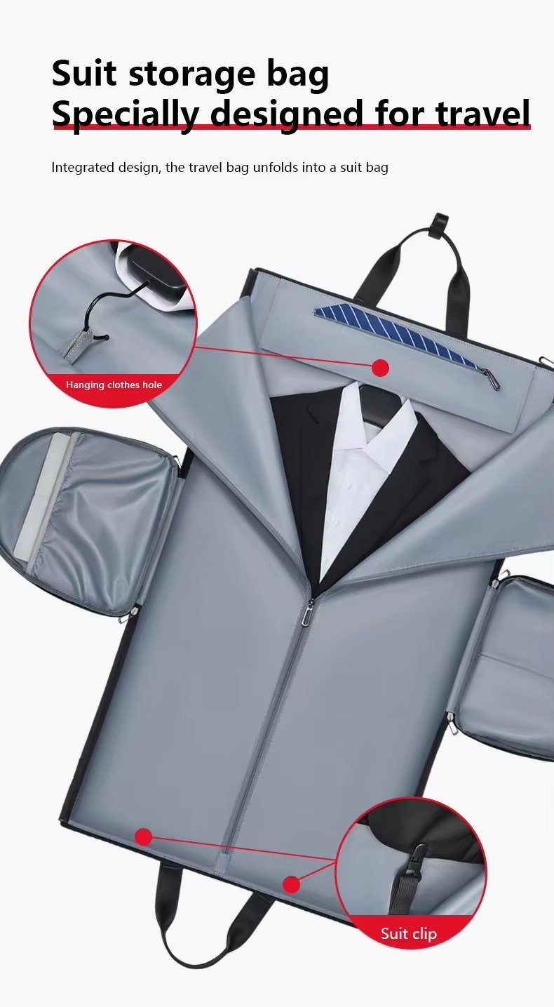 Factory Wholesale Custom High Quality Foldable Black Suit Garment Bag Large Capacity Waterproof Travel Bag with Shoe Compartment product detail
