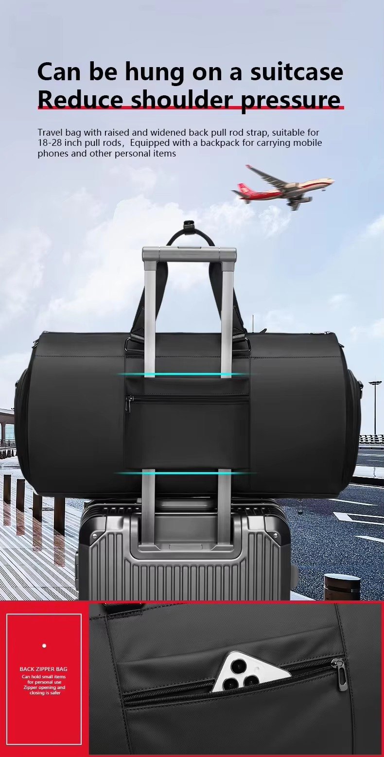 Factory Wholesale Custom High Quality Foldable Black Suit Garment Bag Large Capacity Waterproof Travel Bag with Shoe Compartment product detail