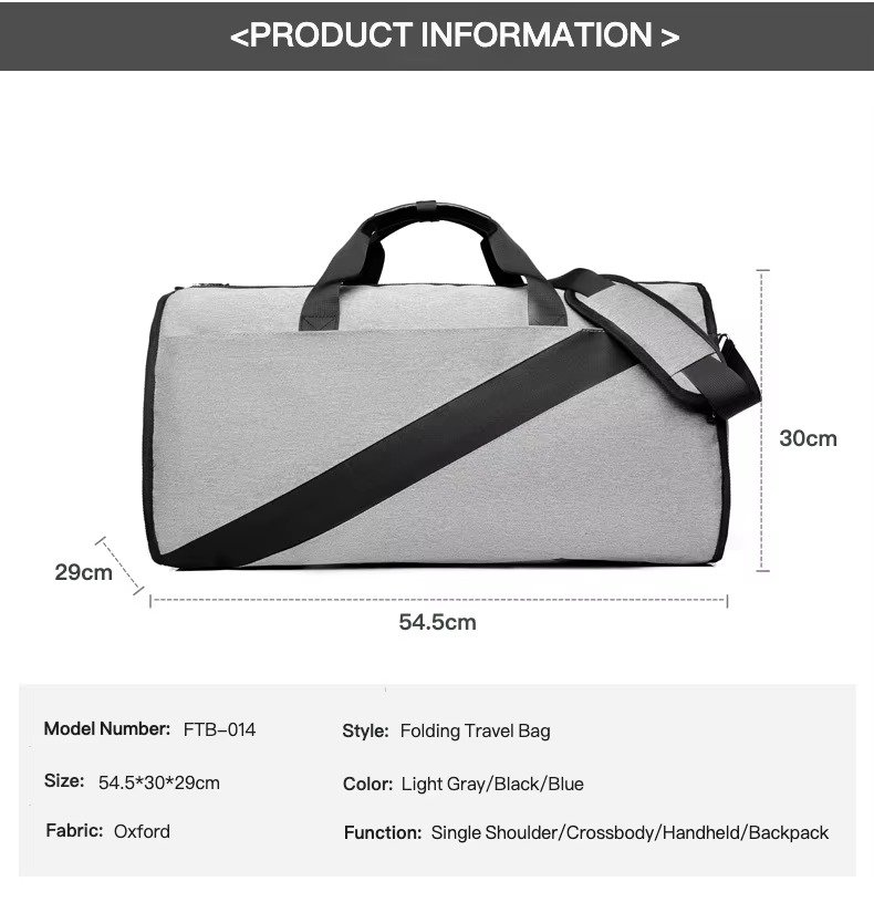 High Quality Custom Logo Convertible Garment Bag Waterproof Suit Travel Bag Foldable Carry on Duffle Bags with Shoes Compartment product detail