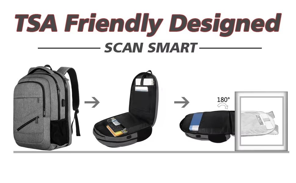 Large Capacity USB Business Travel School Polyester Laptop Backpack product detail