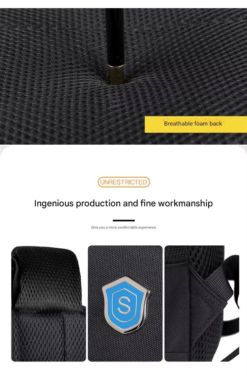 Water-Resistant USB Modern Business School Polyester Laptop Backpack product detail