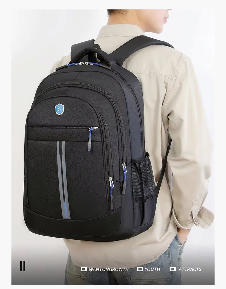 Water-Resistant USB Modern Business School Polyester Laptop Backpack product detail
