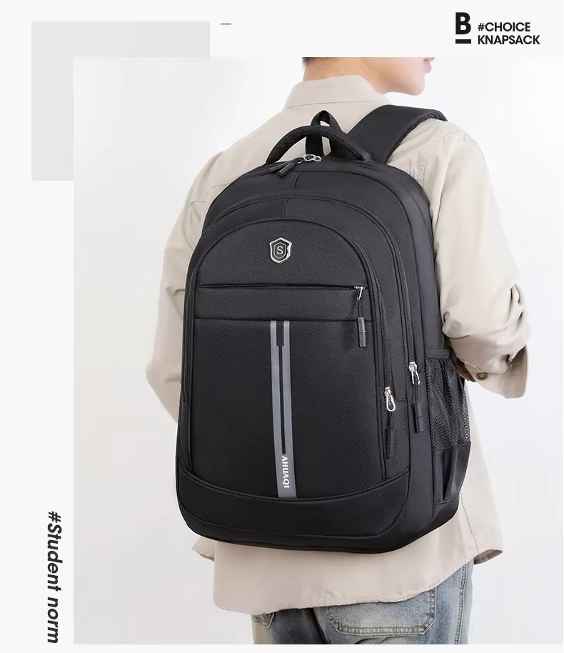 Water-Resistant USB Modern Business School Polyester Laptop Backpack product detail