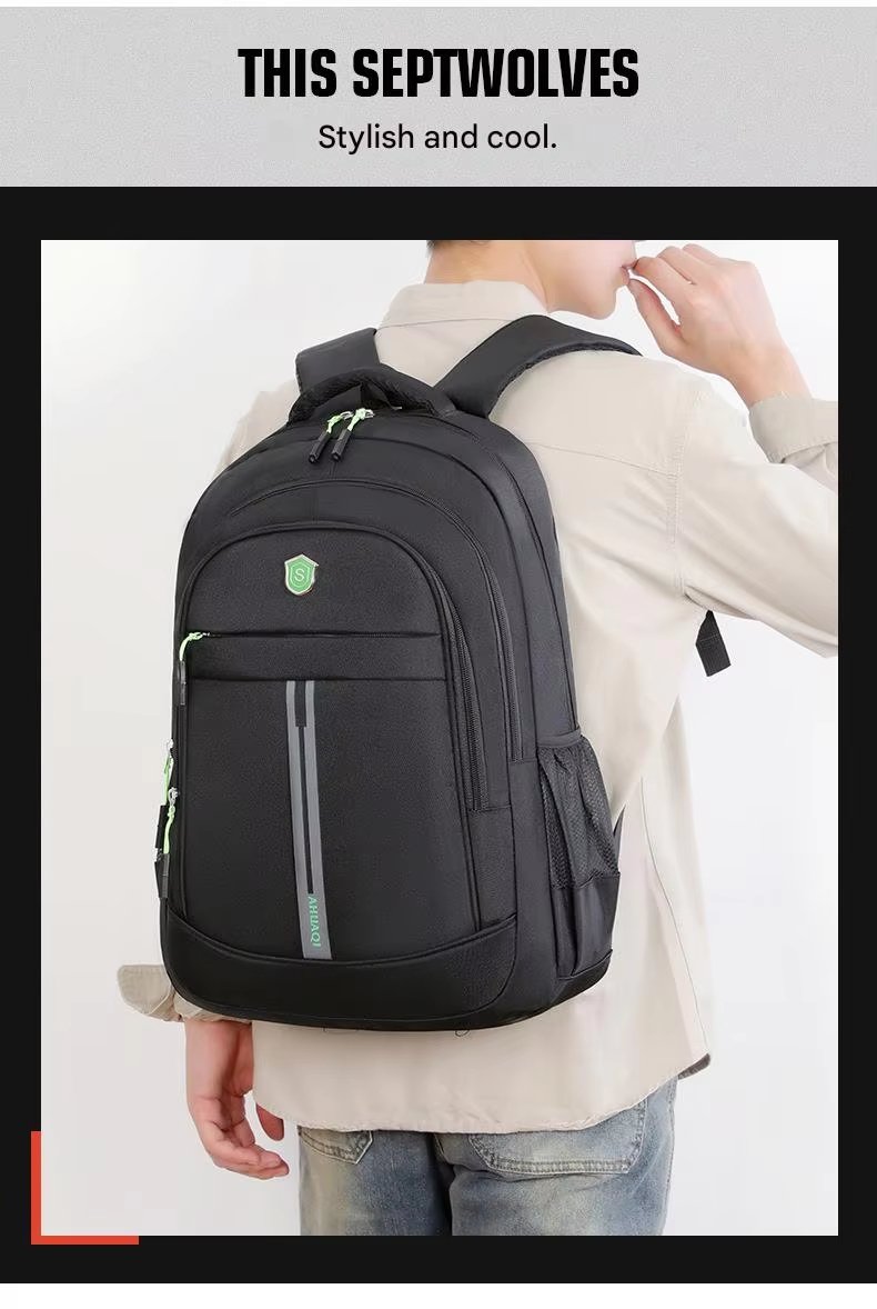 Water-Resistant USB Modern Business School Polyester Laptop Backpack product detail