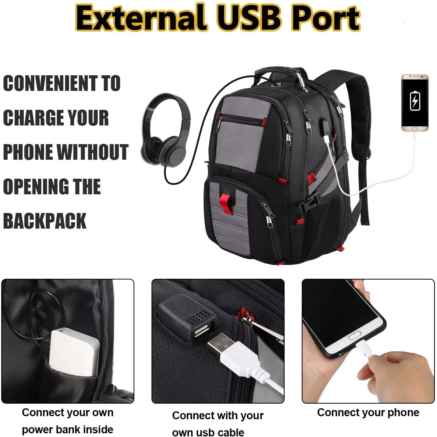 Anti-Theft Water-Resistant Large Capacity USB Business Oxford Laptop Backpack product detail