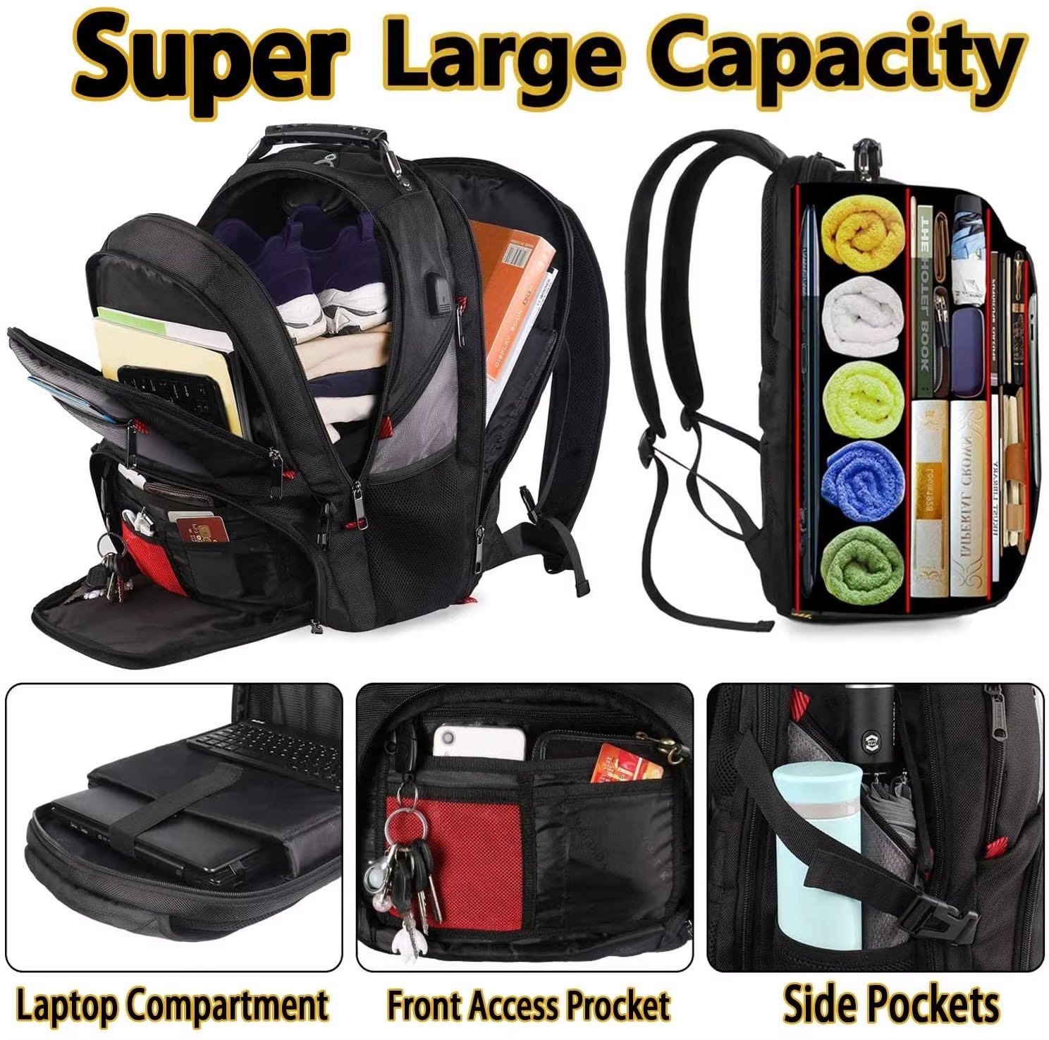 Anti-Theft Water-Resistant Large Capacity USB Business Oxford Laptop Backpack product detail