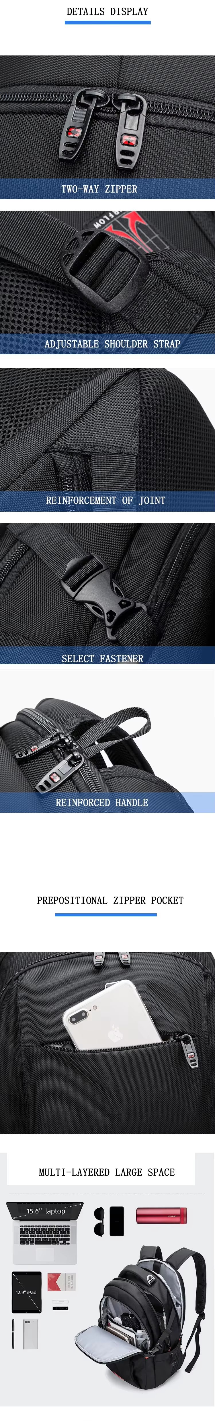 Anti-Theft Water-Resistant Large Capacity USB Business Oxford Laptop Backpack product detail
