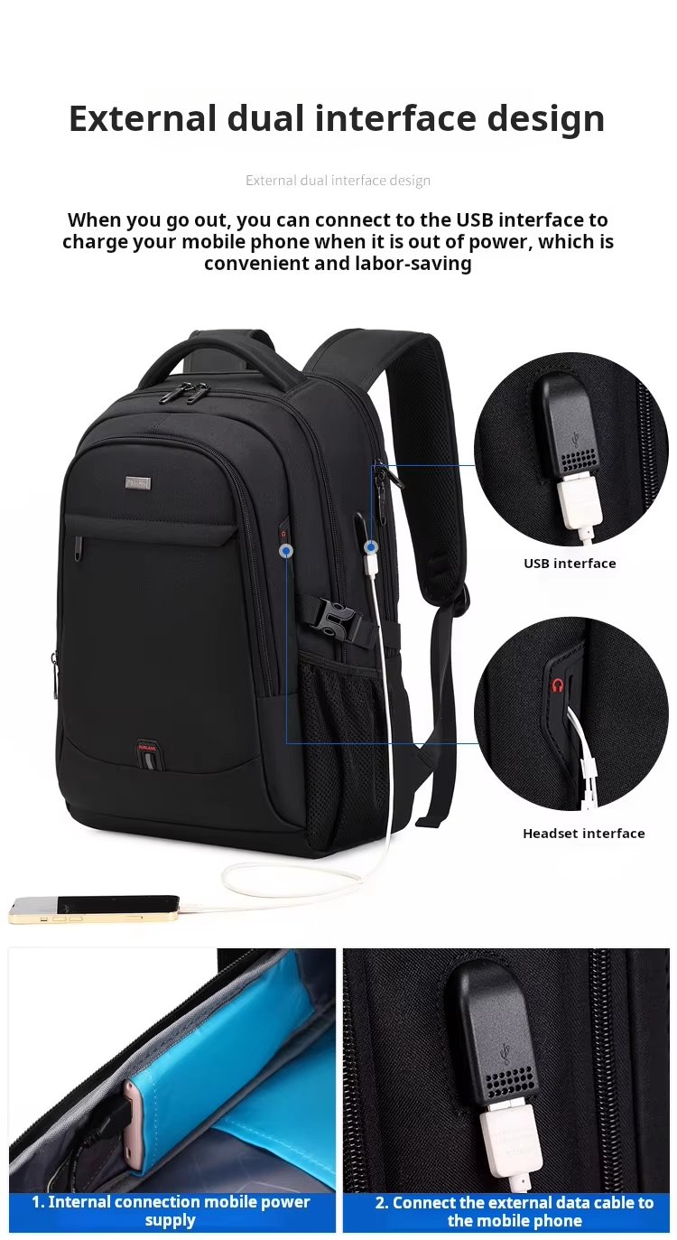 Anti-Theft Water-Resistant Large Capacity USB Business Oxford Laptop Backpack product detail