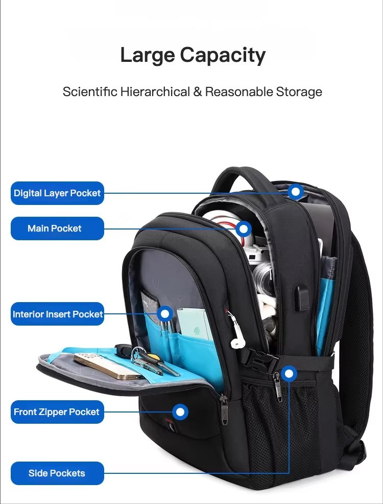 Anti-Theft Water-Resistant Large Capacity USB Business Oxford Laptop Backpack product detail
