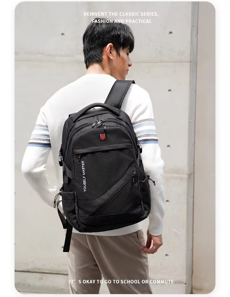Water-Resistant Large Capacity USB Business Travel Polyester Laptop Backpack product detail