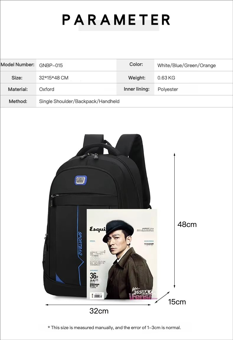 Water-Resistant Large Capacity Business Travel School Oxford Laptop Backpack product detail