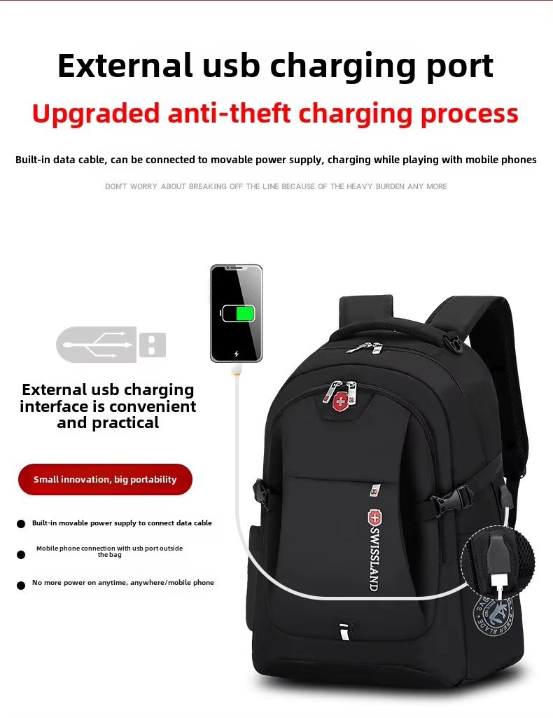 Water-Resistant USB Outdoor Business Travel Oxford Laptop Backpack product detail