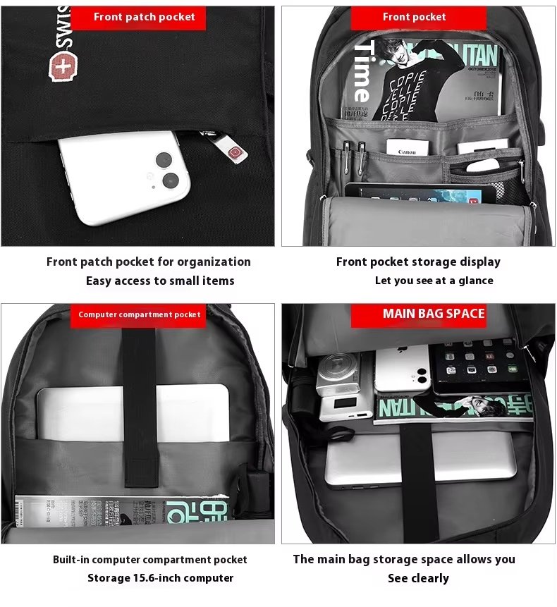 Water-Resistant USB Outdoor Business Travel Oxford Laptop Backpack product detail