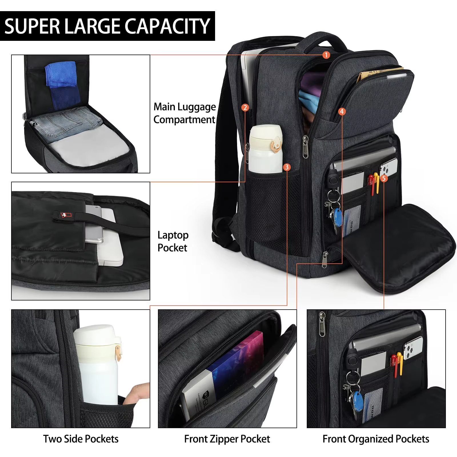 Anti-Theft Large Capacity USB Business Travel Oxford Laptop Backpack product detail