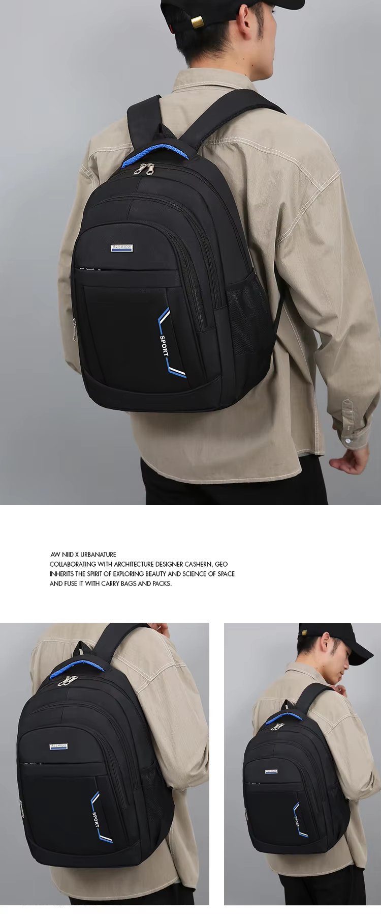 Water-Resistant Large Capacity Business School Oxford Laptop Backpack product detail