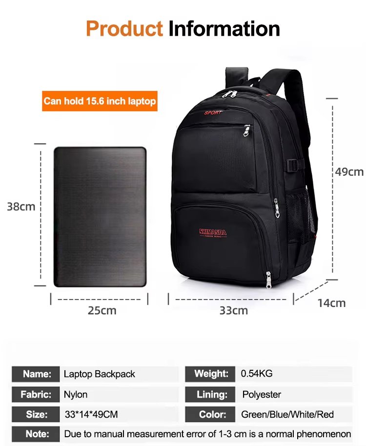 Water-Resistant Lightweight Business School Nylon Laptop Backpack product detail