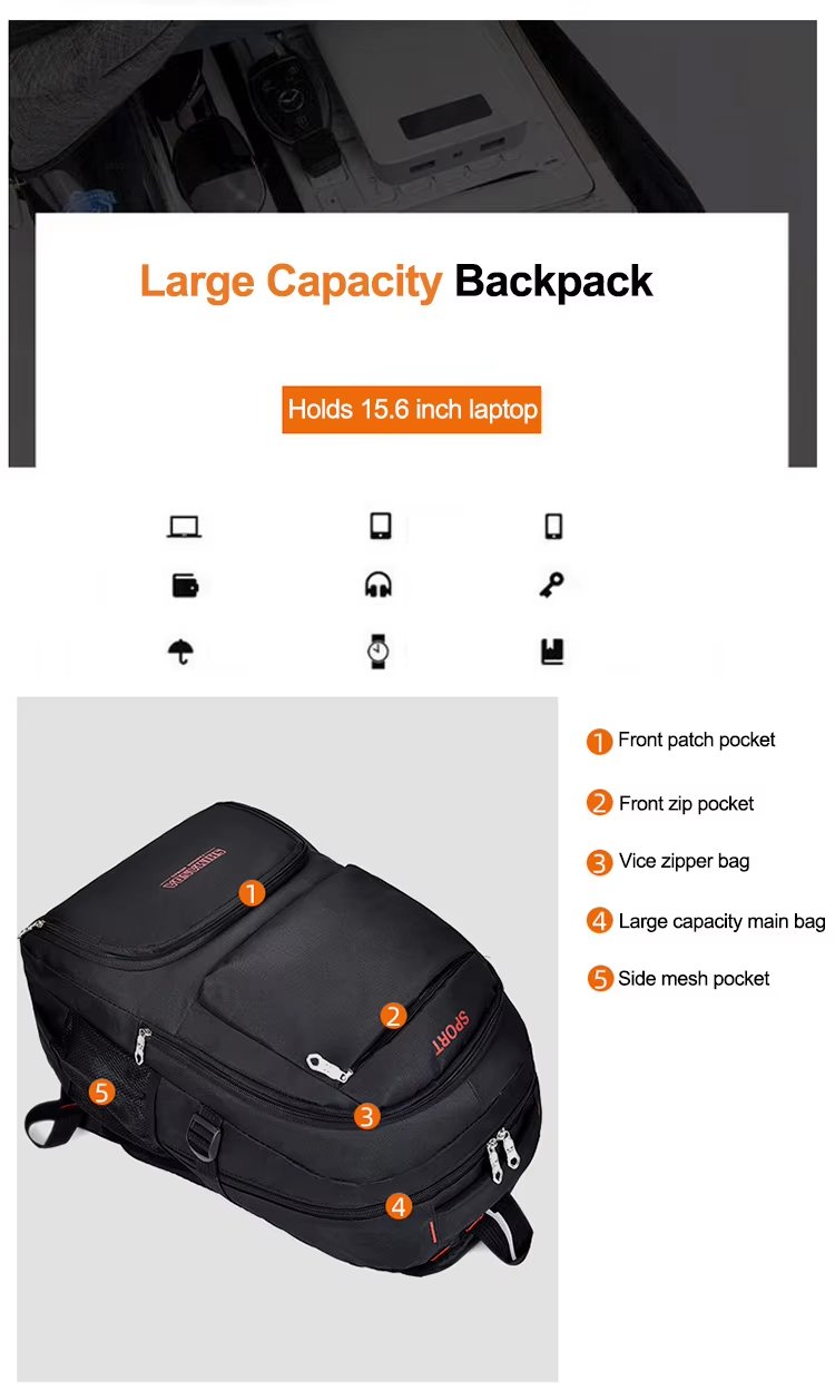 Water-Resistant Lightweight Business School Nylon Laptop Backpack product detail