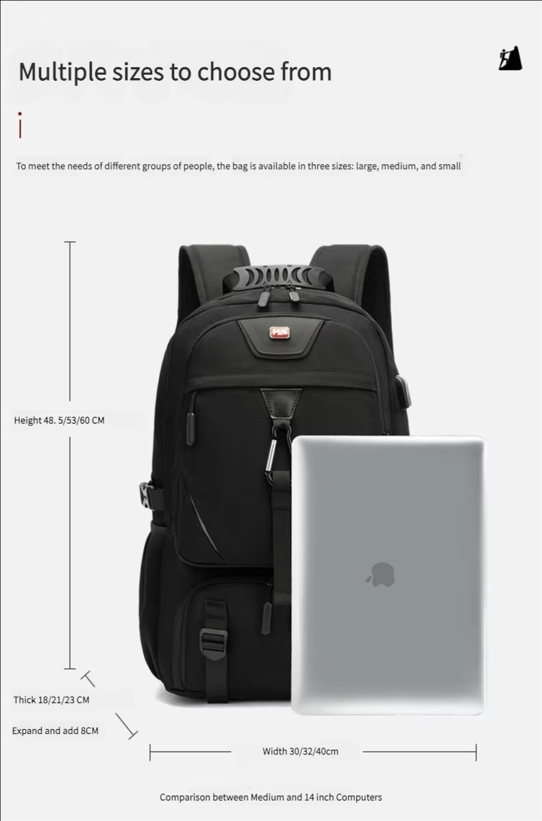 Anti-Theft Water-Resistant Large Capacity Expandable Travel Polyester Laptop Backpack product detail