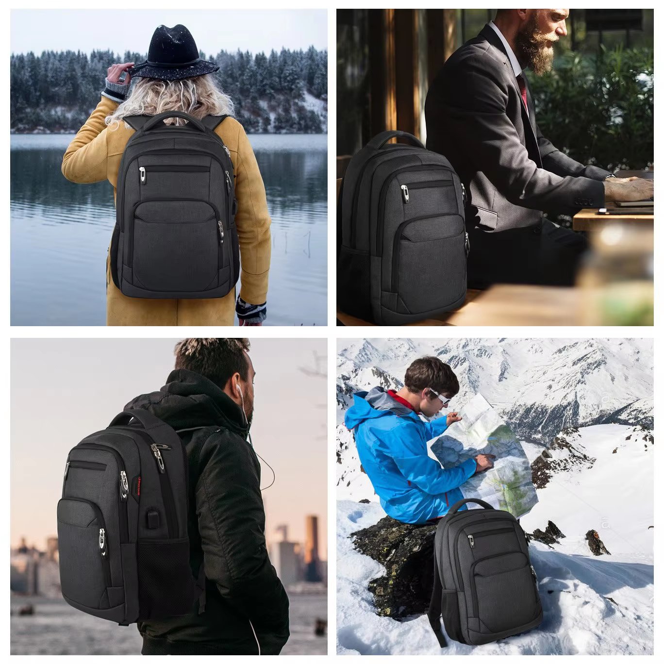 Anti-Theft Water-Resistant USB Slim Business Oxford Laptop Backpack product detail