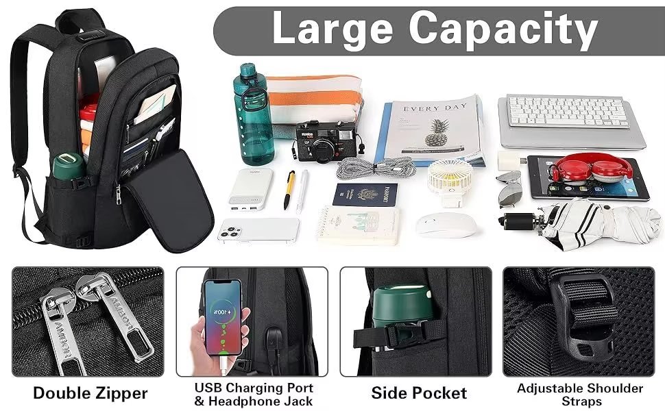 Anti-Theft Water-Resistant USB Business Travel Polyester Laptop Backpack product detail