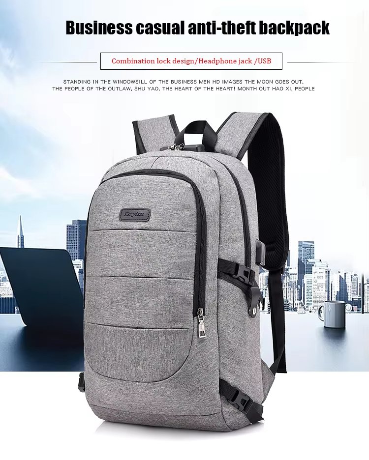 Anti-Theft Water-Resistant USB Business School Oxford Laptop Backpack product detail