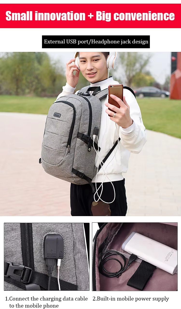Anti-Theft Water-Resistant USB Business School Oxford Laptop Backpack product detail