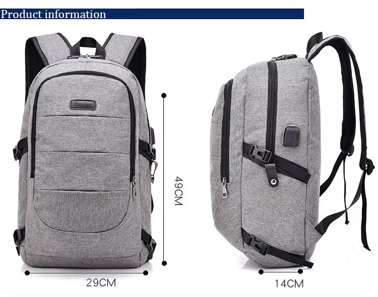 Anti-Theft Water-Resistant USB Business School Oxford Laptop Backpack product detail