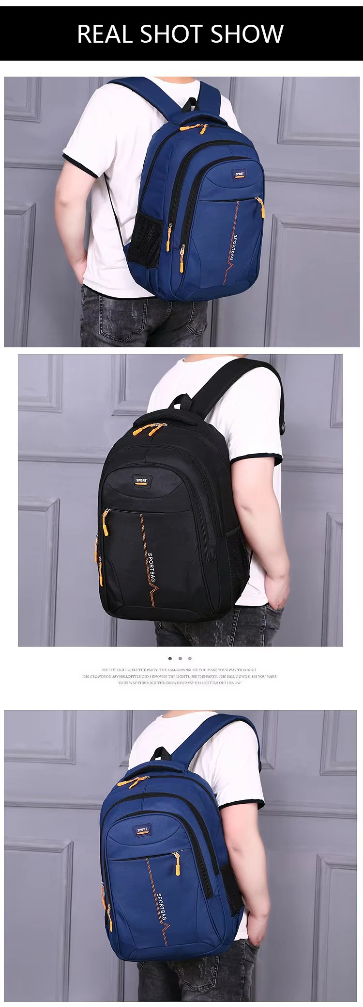 Large Capacity Outdoor Business Travel School Nylon Laptop Backpack product detail