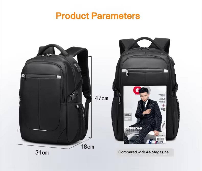 Anti-Theft Water-Resistant Large Capacity USB Business Oxford Laptop Backpack product detail