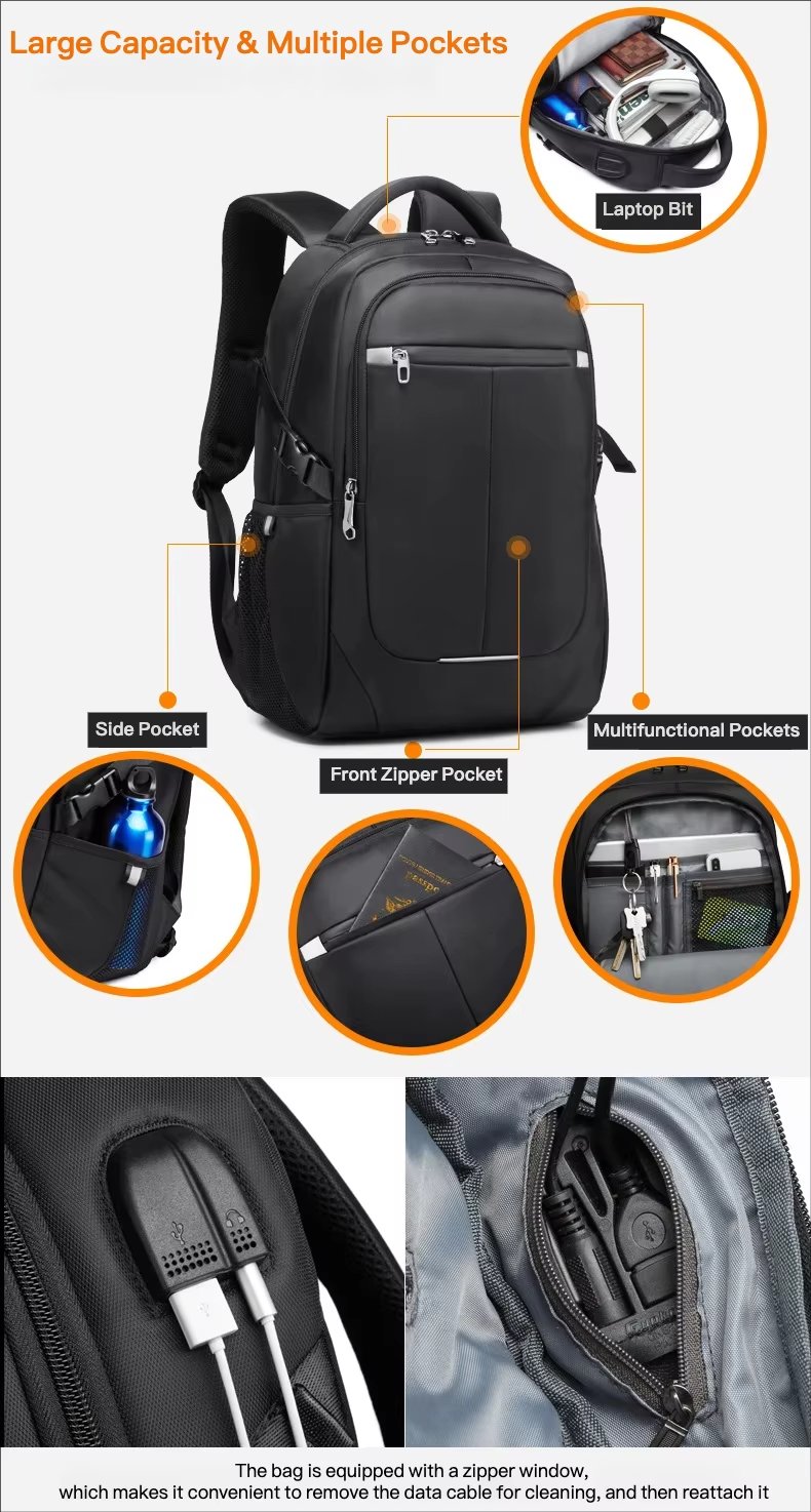 Anti-Theft Water-Resistant Large Capacity USB Business Oxford Laptop Backpack product detail