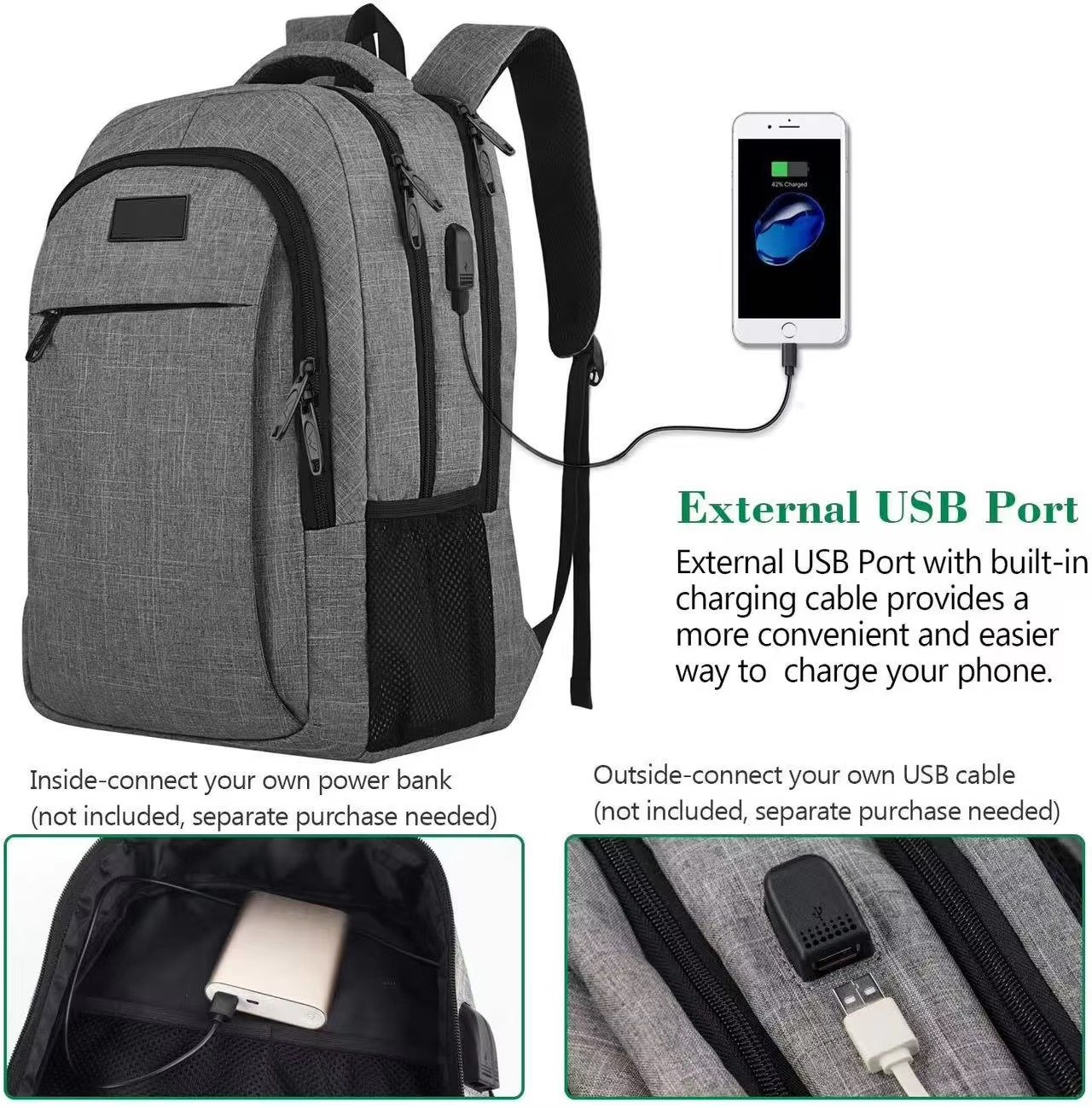 Custom Logo USB Laptop Backpack Students Schoolbag Large Capacity Multifunction Business Travel Computer Bag detail image