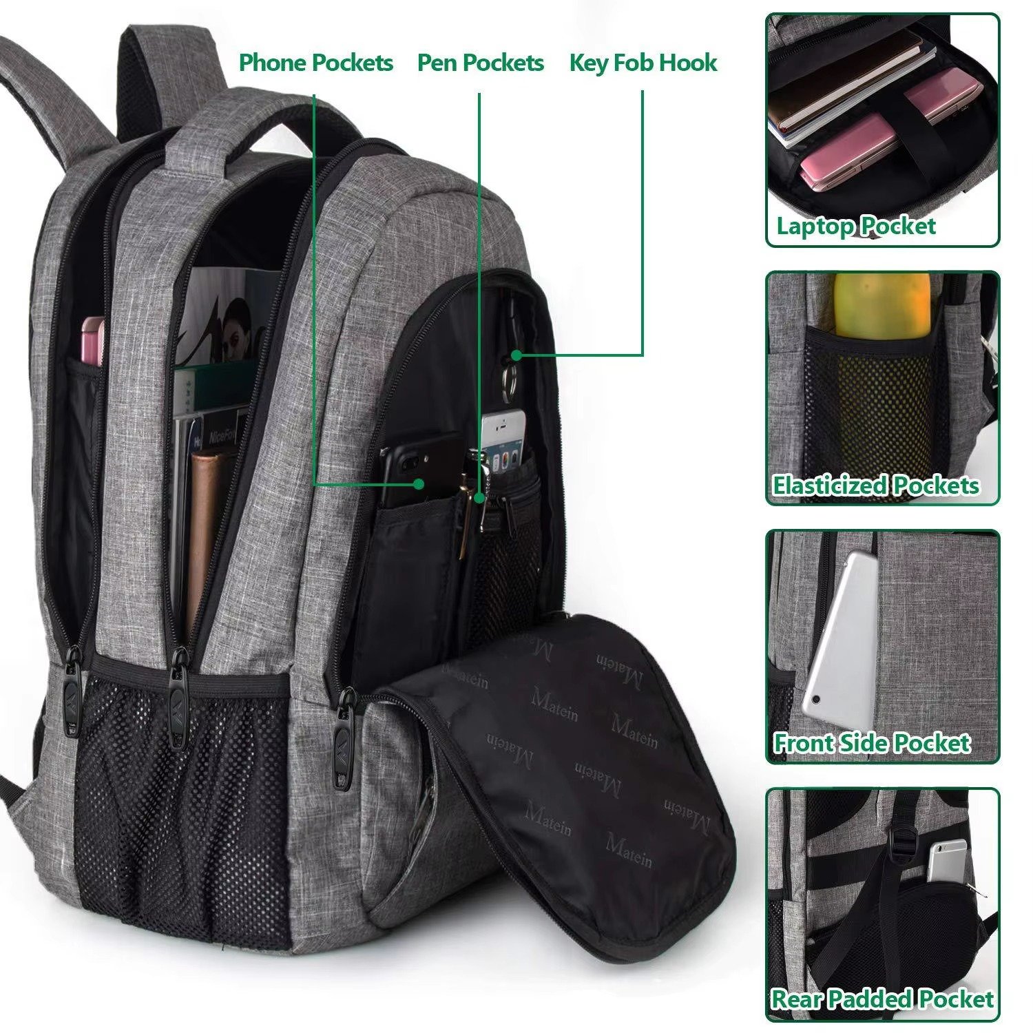 Custom Logo USB Laptop Backpack Students Schoolbag Large Capacity Multifunction Business Travel Computer Bag detail image