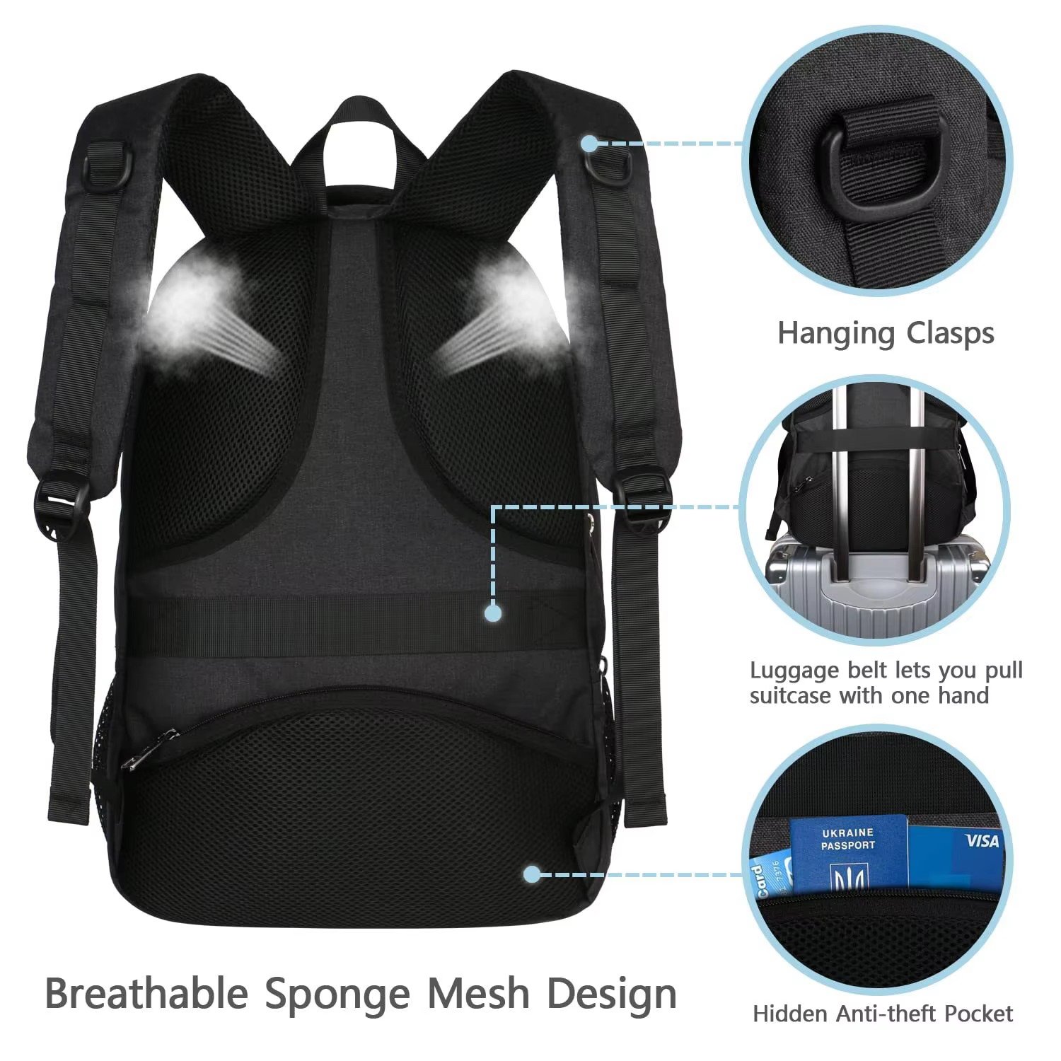Custom Logo USB Laptop Backpack Students Schoolbag Large Capacity Multifunction Business Travel Computer Bag detail image