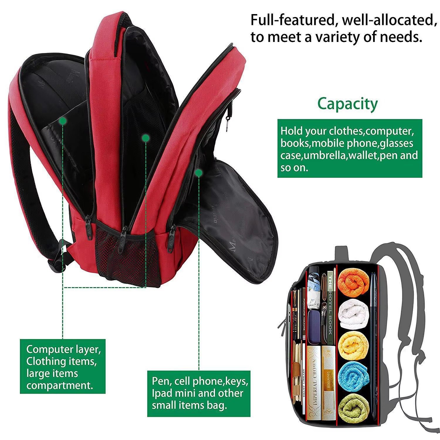 Custom Logo USB Laptop Backpack Students Schoolbag Large Capacity Multifunction Business Travel Computer Bag detail image